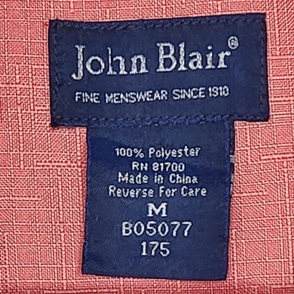 Vtg John Blair Mens M Long Sleeve Button Up Shoulder Strap Pleated Pockets Pink - Picture 9 of 10